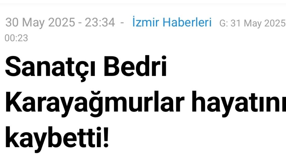 Sanatçı Bedri Karayağmurlar vefat etti.