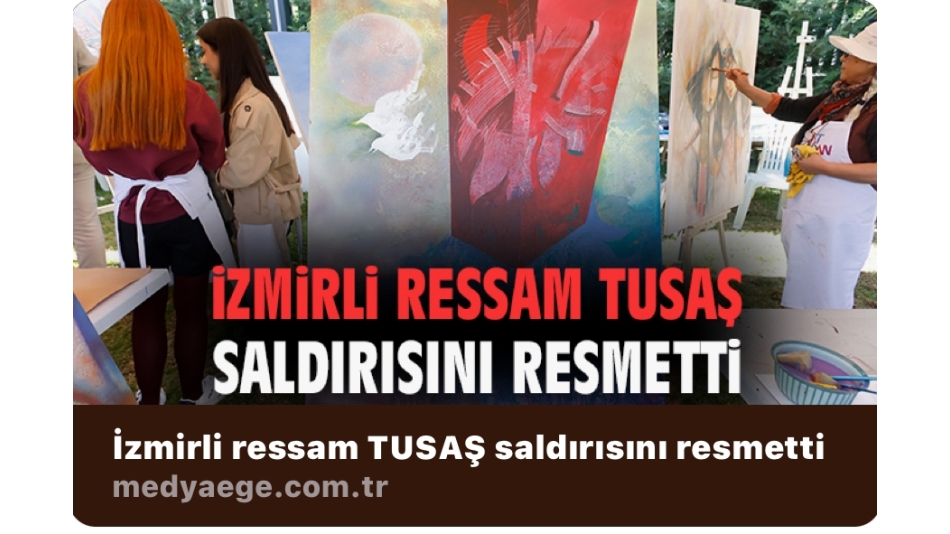 İzmirli ressam Oğuz Demir Tusaş saldırısını resmetti. (Basın-Yayın Birimi)